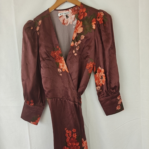 Reformation Merrick Silk Maxi Burgandy Floral Dress Size XS *FLAWED* - Picture 11 of 16